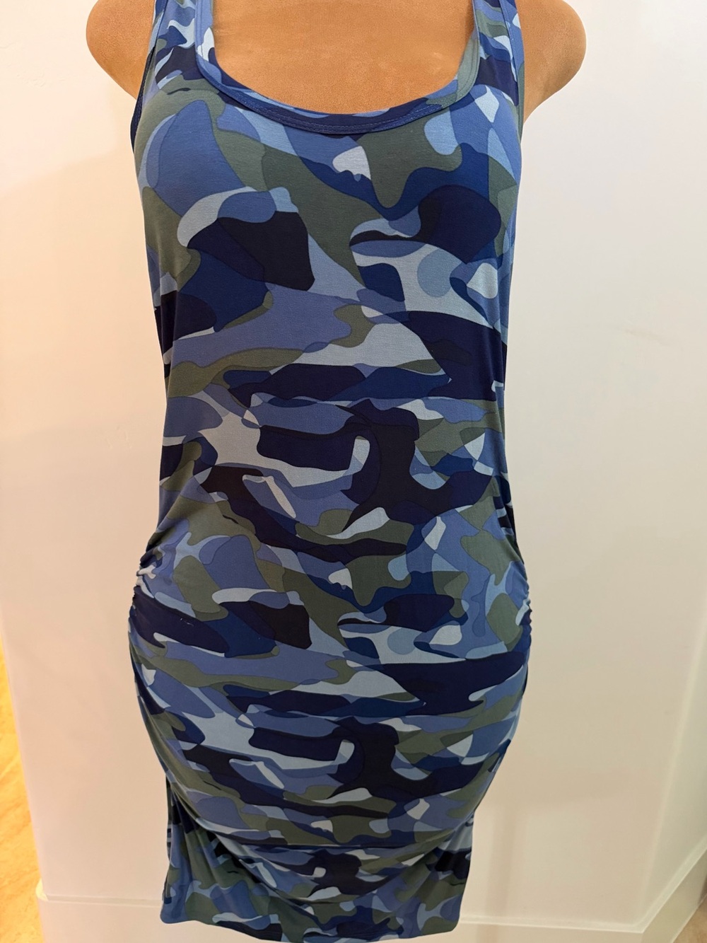 Blue Camo Bodycon Midi Dress